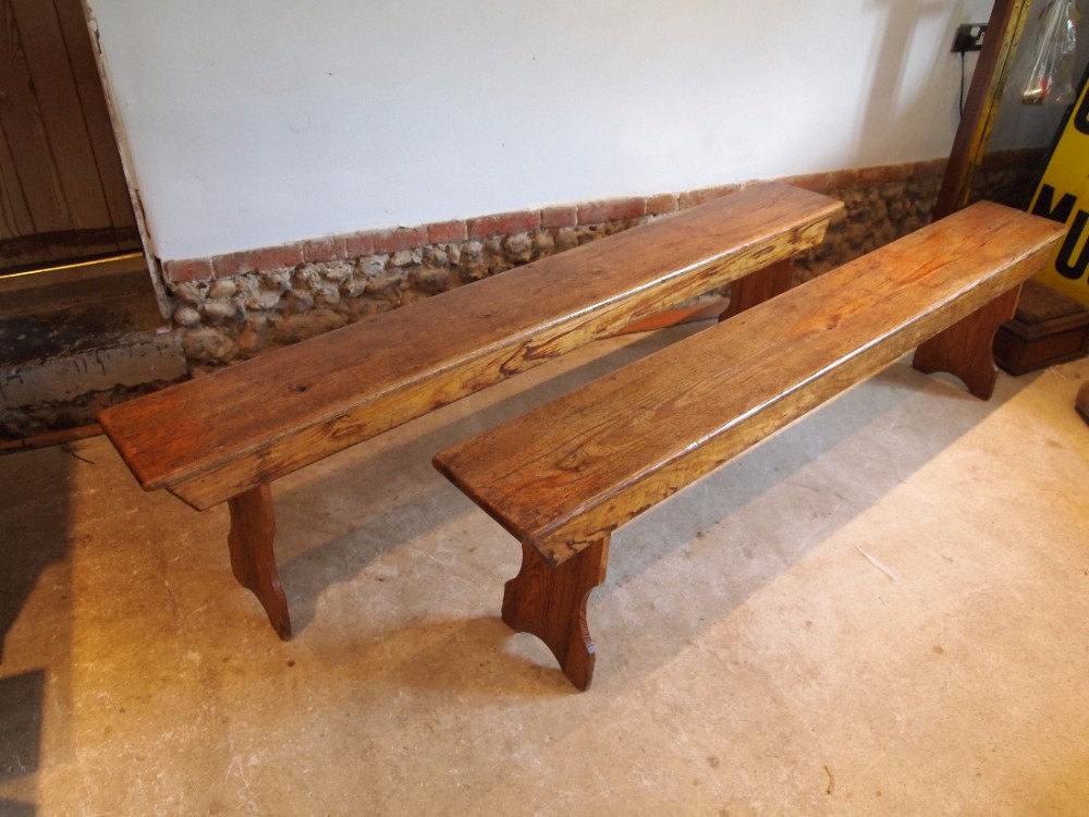 Bench Settle pew pair of Victorian Pine Langley school Norfolk c1895