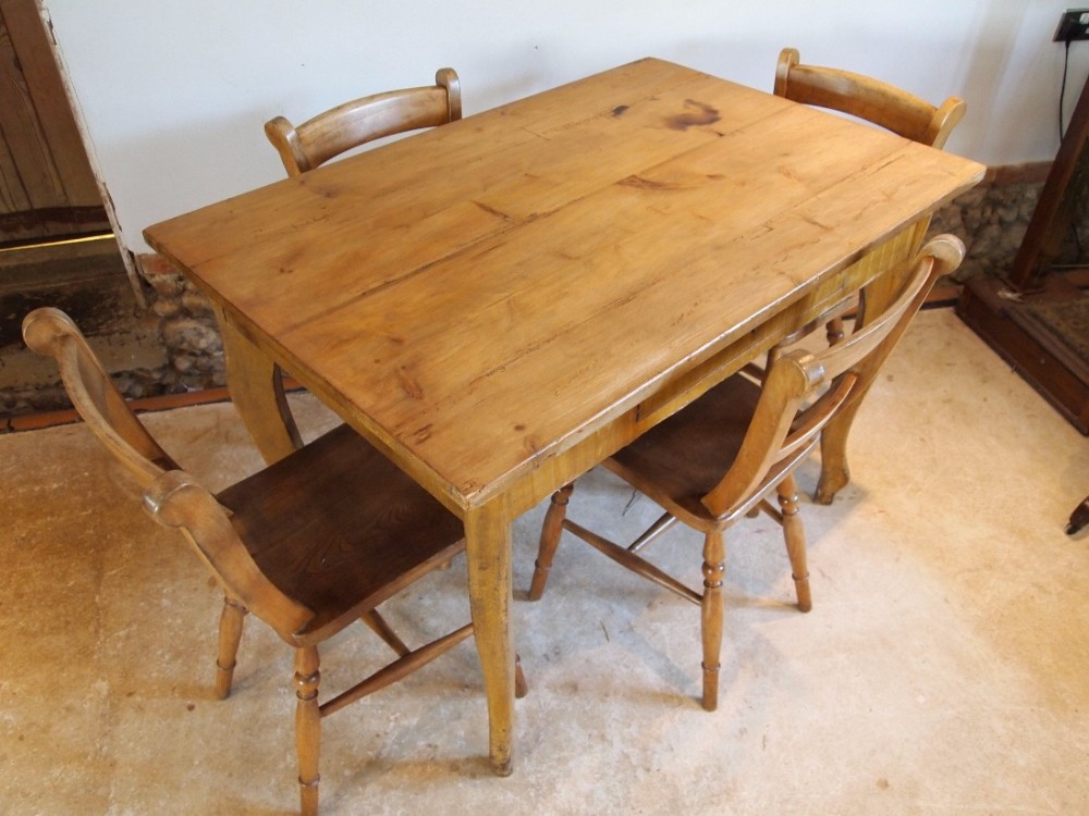 Table dining French Pine painted c1880