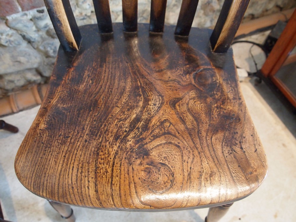Chairs set of 4 Victorian Windsor lathe back kitchen dining chairs c1880 View II