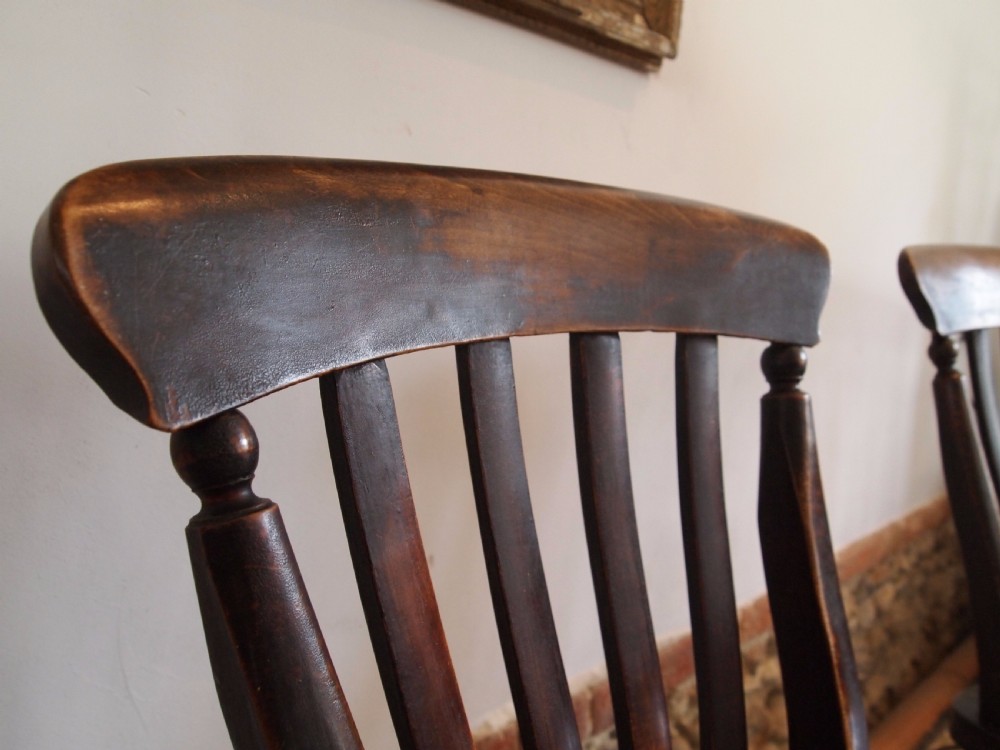 Chairs set of 4 Victorian Windsor lathe back kitchen dining chairs c1880 View VI