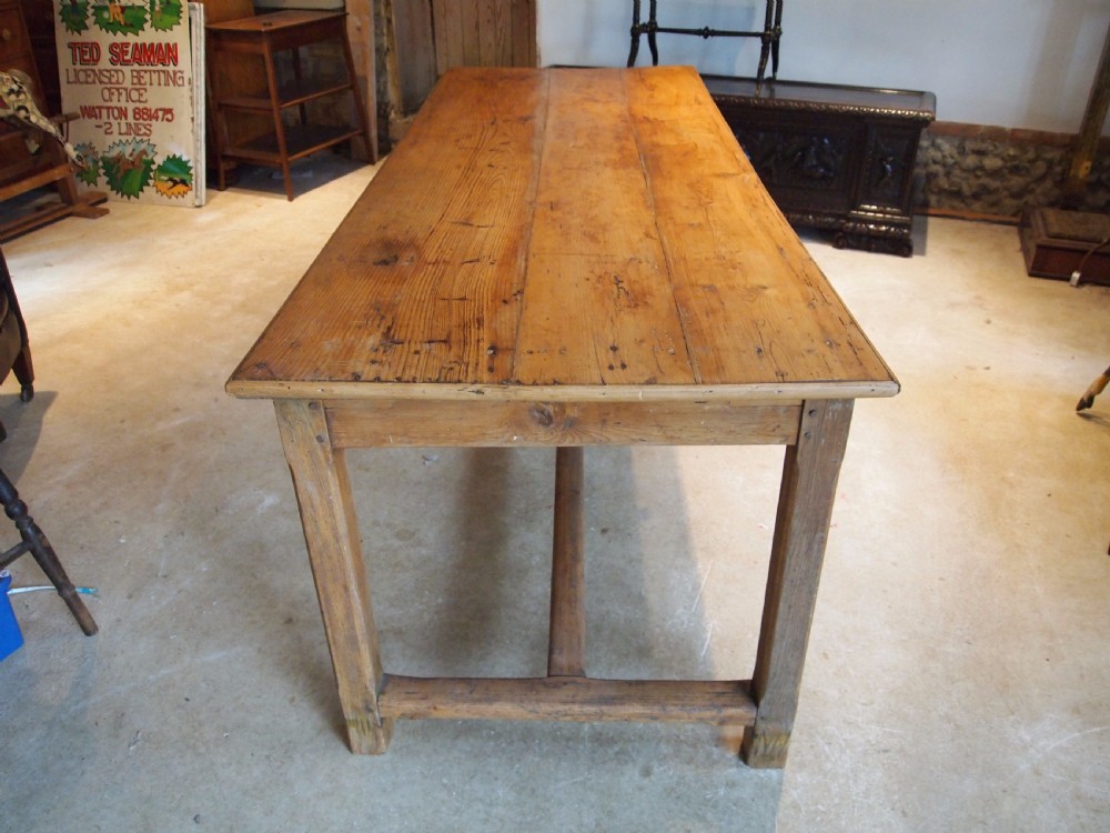 Table Victorian period French Pine dining refectory farmhouse table c1880 View III