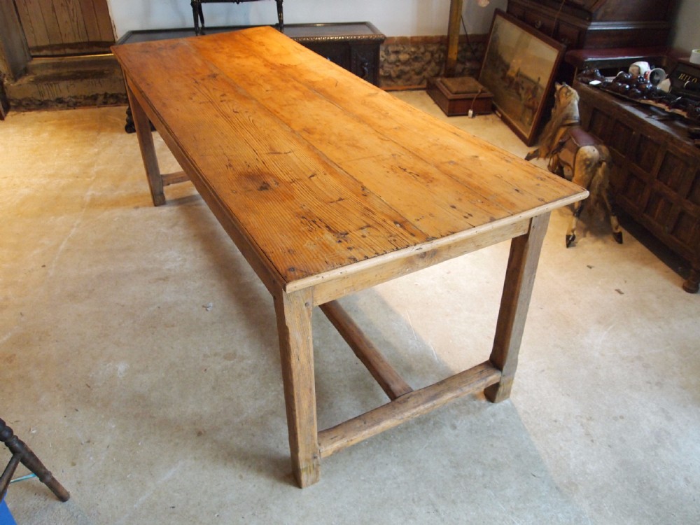Table Victorian period French Pine dining refectory farmhouse table c1880 View IV