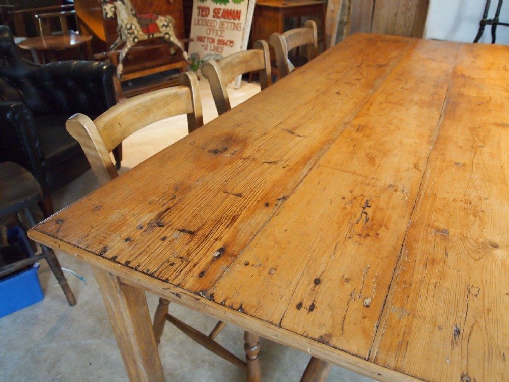 Table Victorian period French Pine dining refectory farmhouse table c1880 View IX