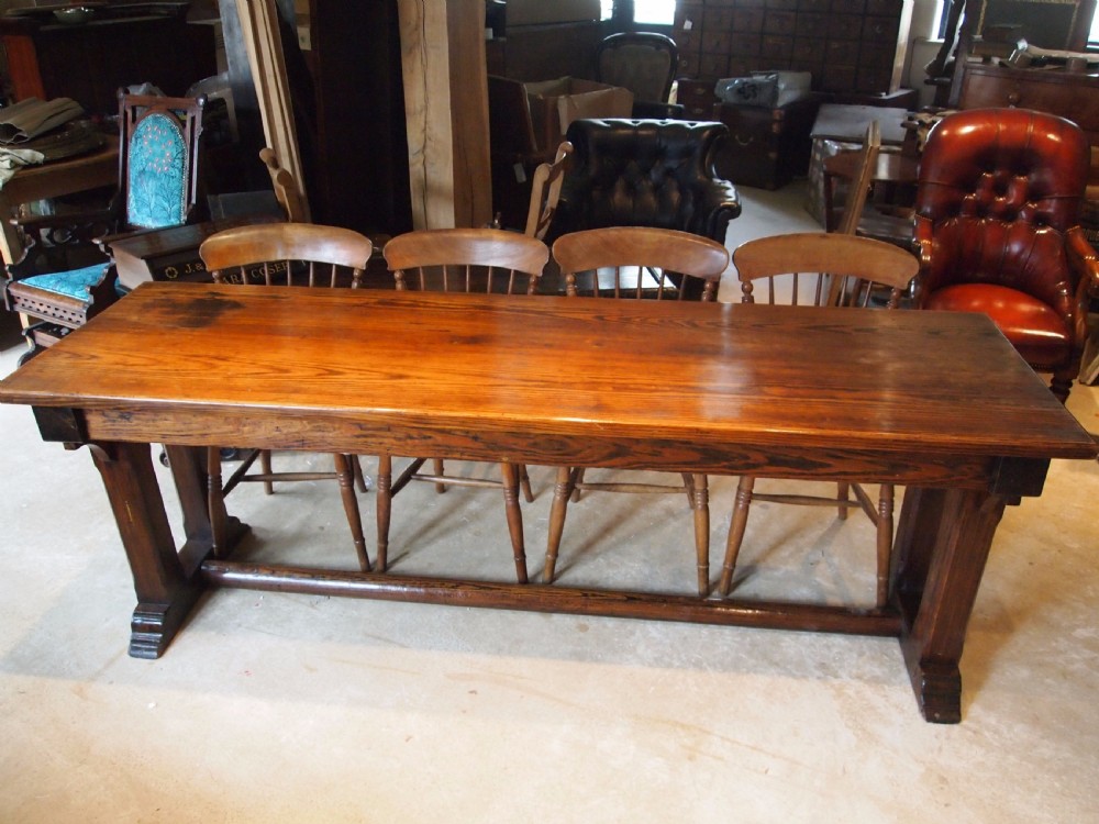 Table Arts and Crafts refectory dining Pitch Pine c1900
