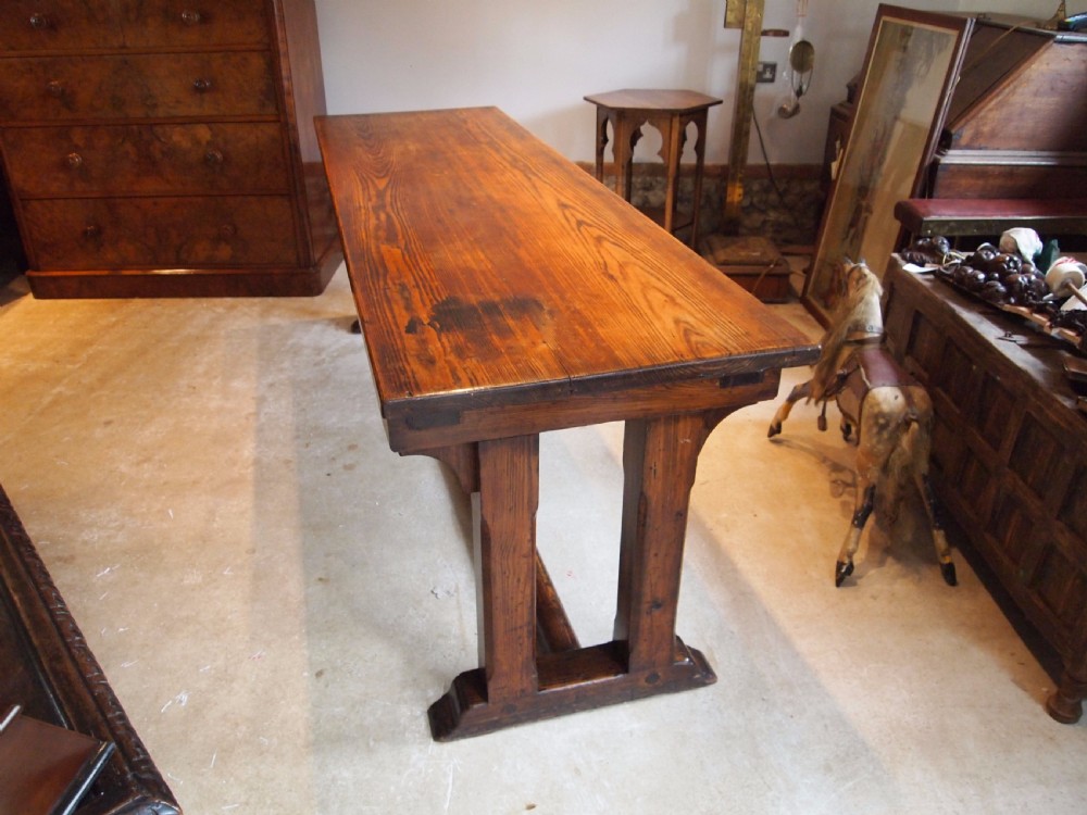 Table Arts and Crafts refectory dining Pitch Pine c1900 View II