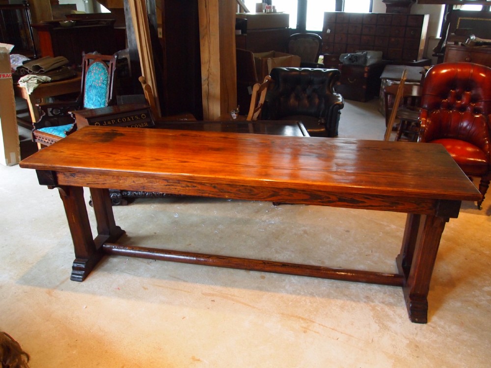 Table Arts and Crafts refectory dining Pitch Pine c1900 View VIII