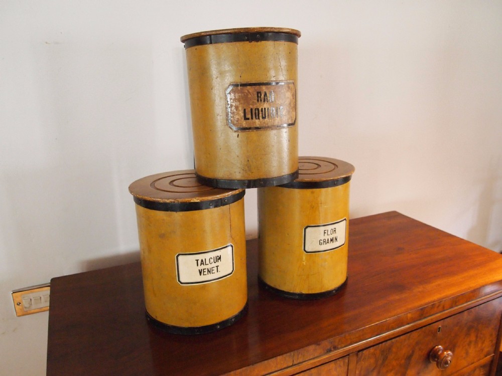 Apothecary chemist pharmacy Swiss cannisters storage wooden c1900 View IX