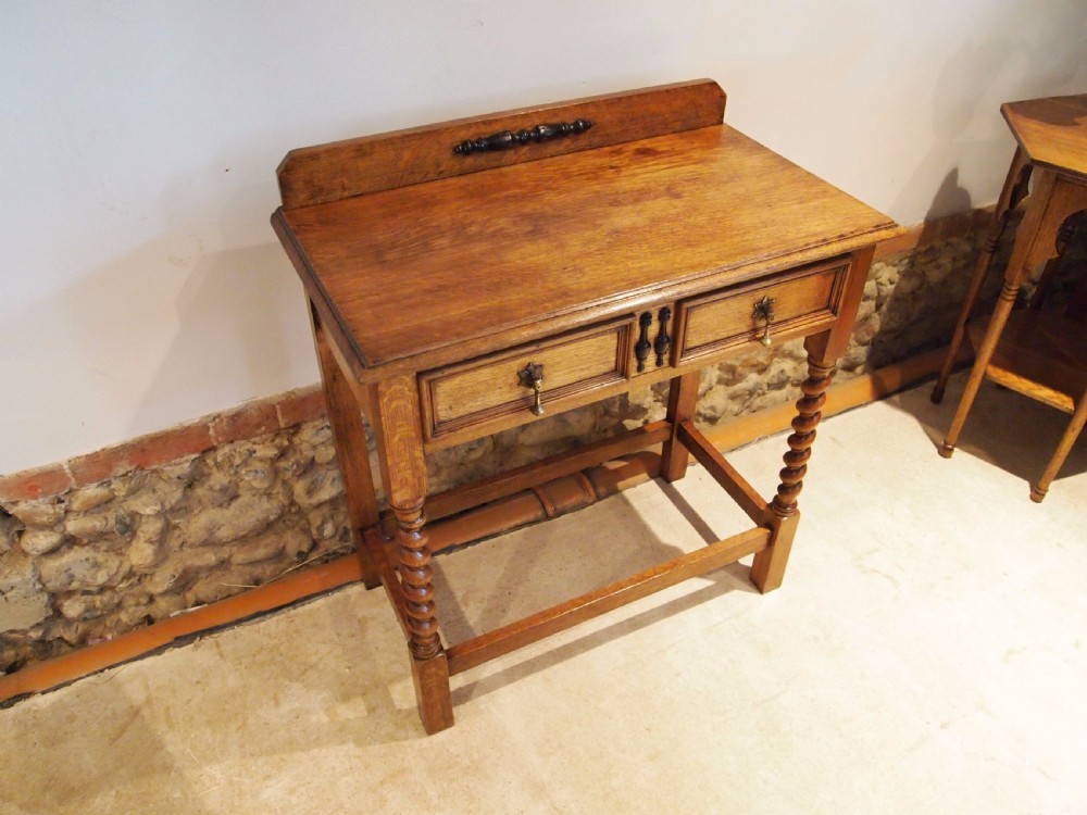 Table hall lamp console Oak Maple and co c1900 View X