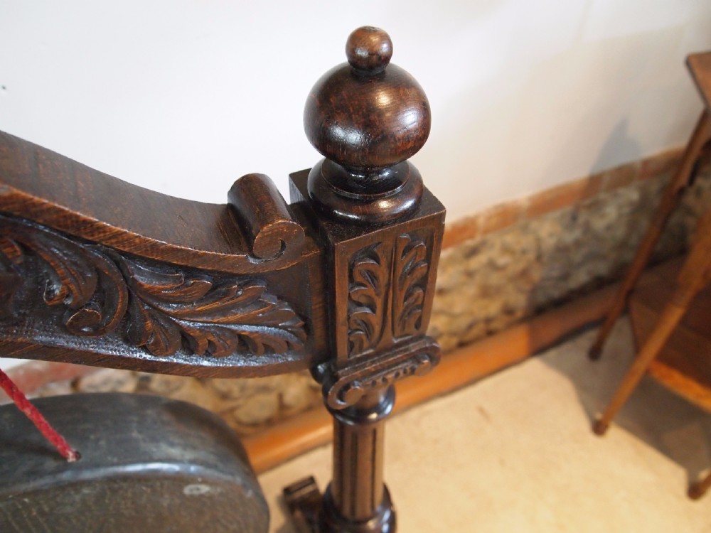 Gong Victorian Carved Oak dinner Gong c1880 View V