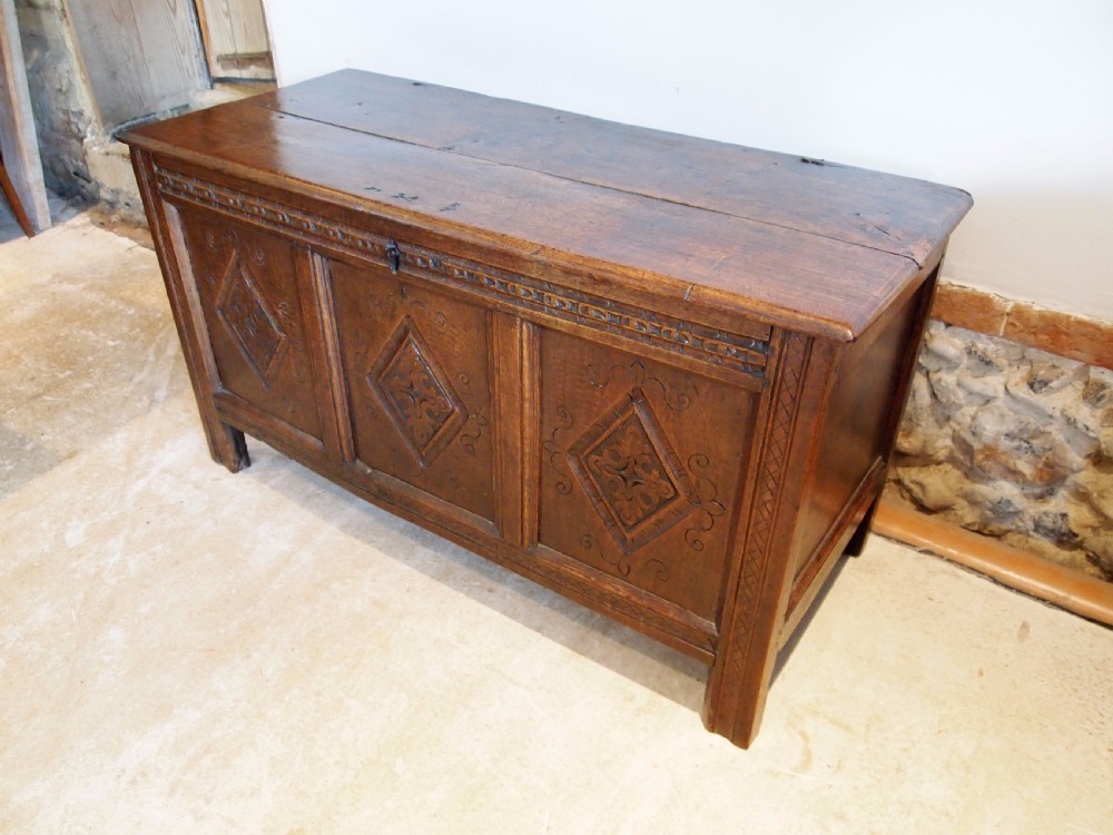 Coffer chest Blanket box Oak James II c1680 View XIX