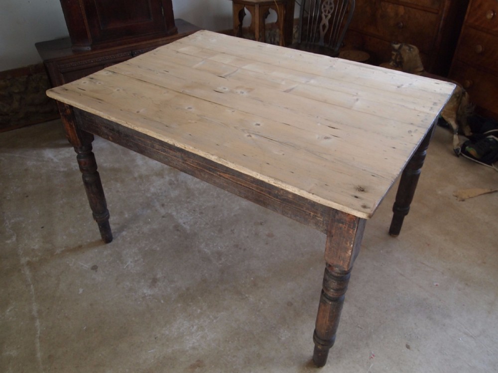 Table Victorian Pine scrub top dining table c1880 View VI