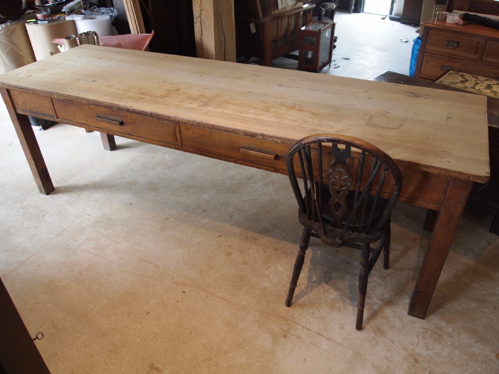 Table Edwardian Pine school refectory dining farmhouse table c1910 View II