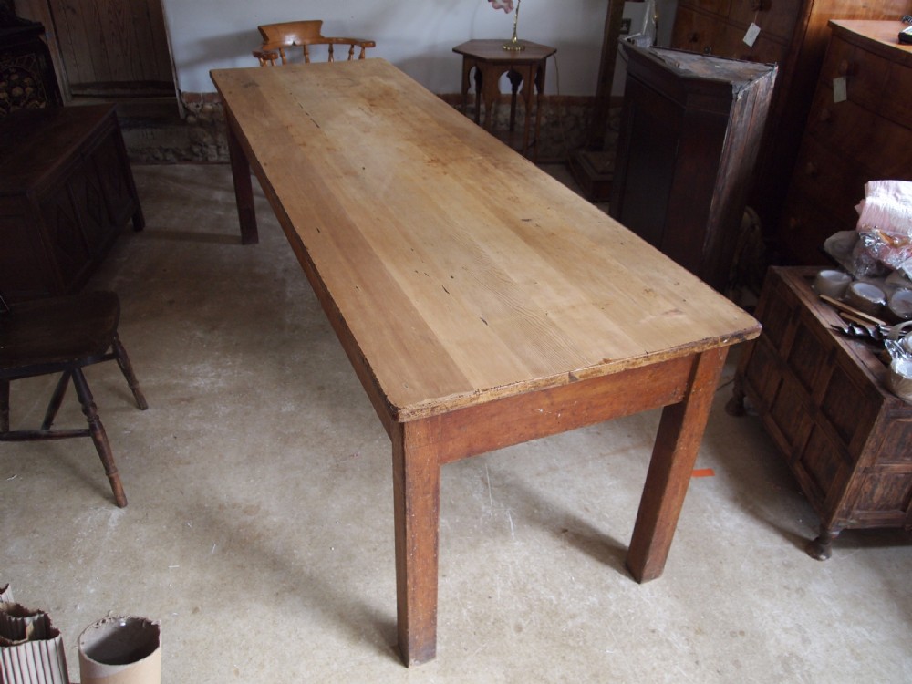 Table Edwardian Pine school refectory dining farmhouse table c1910 View IV
