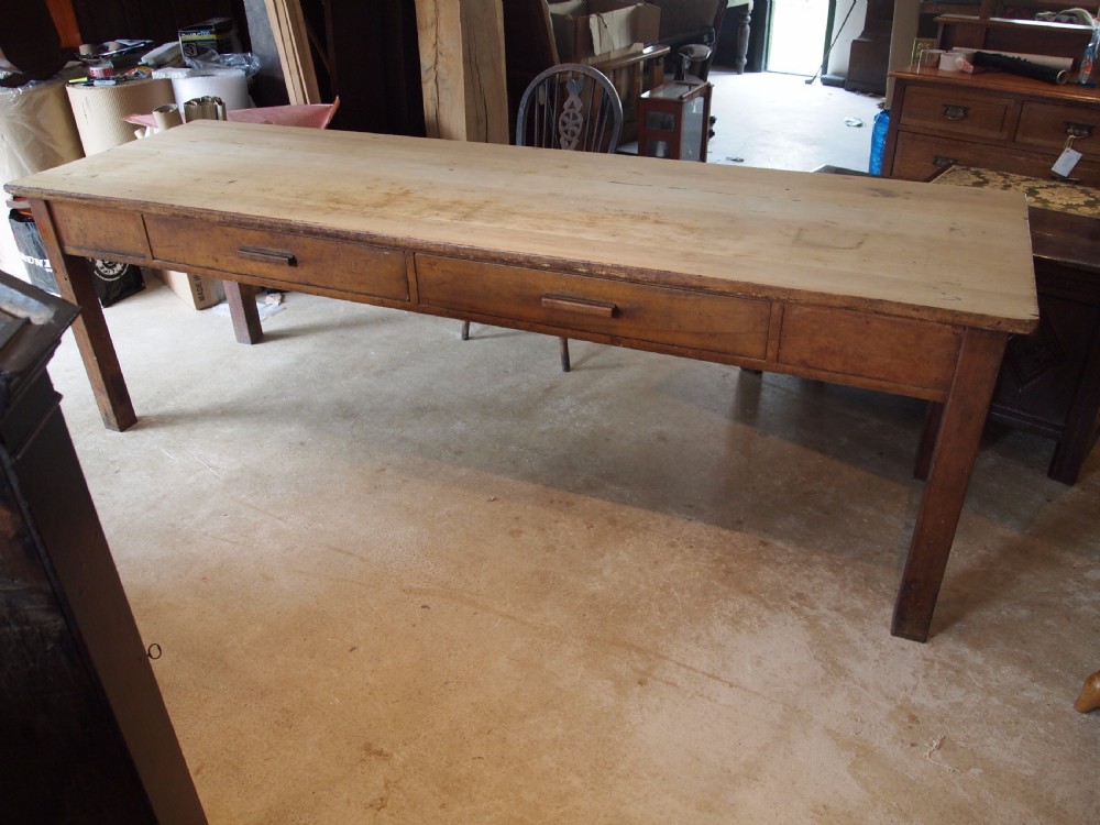 Table Edwardian Pine school refectory dining farmhouse table c1910 View V