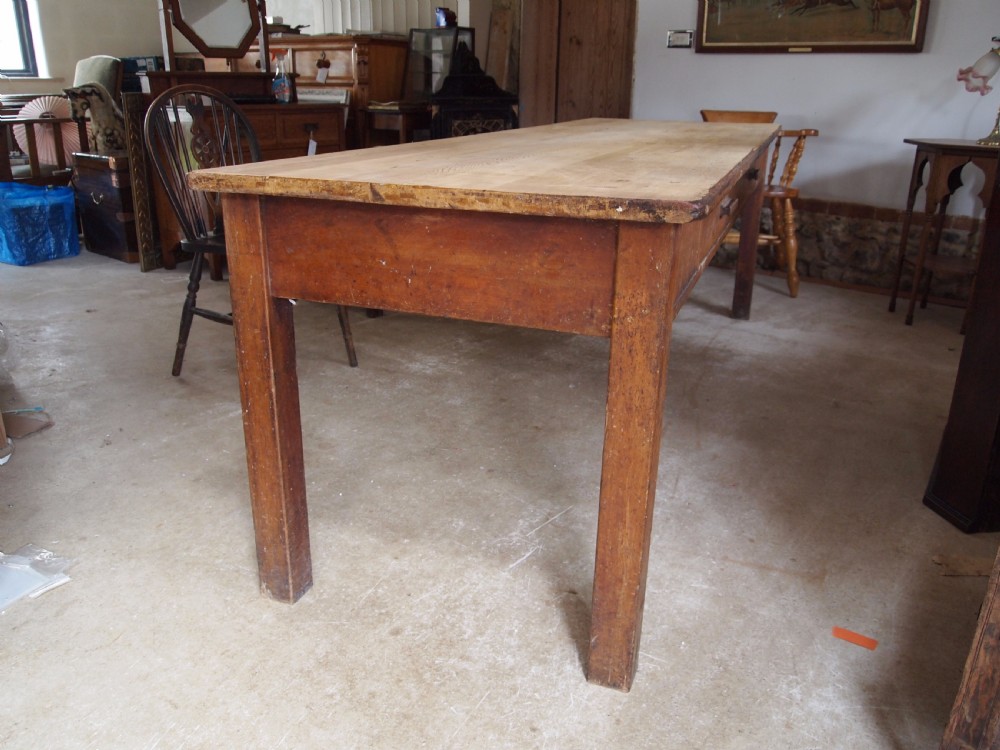 Table Edwardian Pine school refectory dining farmhouse table c1910 View IX