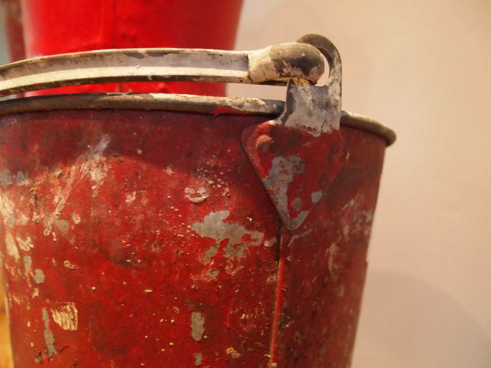 Buckets 5 heavy metal galvanised fire buckets c1930 View II