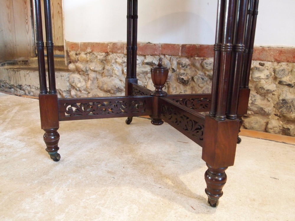 Table fine Edwards and Roberts Chippendale style Walnut hall lamp side c1880 View V