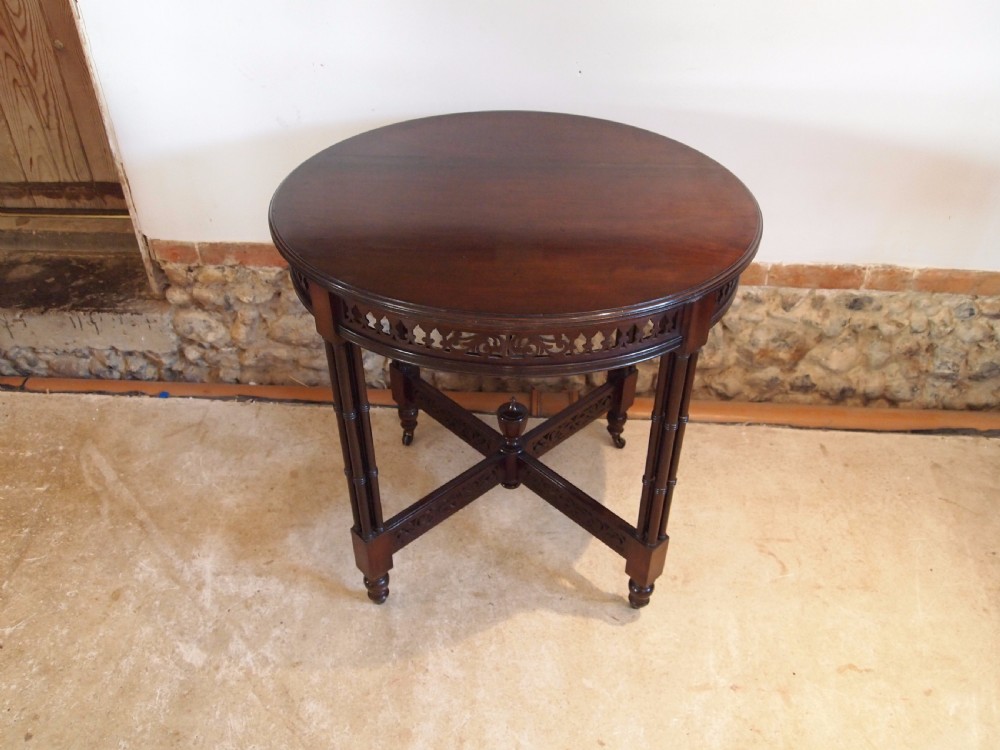 Table fine Edwards and Roberts Chippendale style Walnut hall lamp side c1880 View X