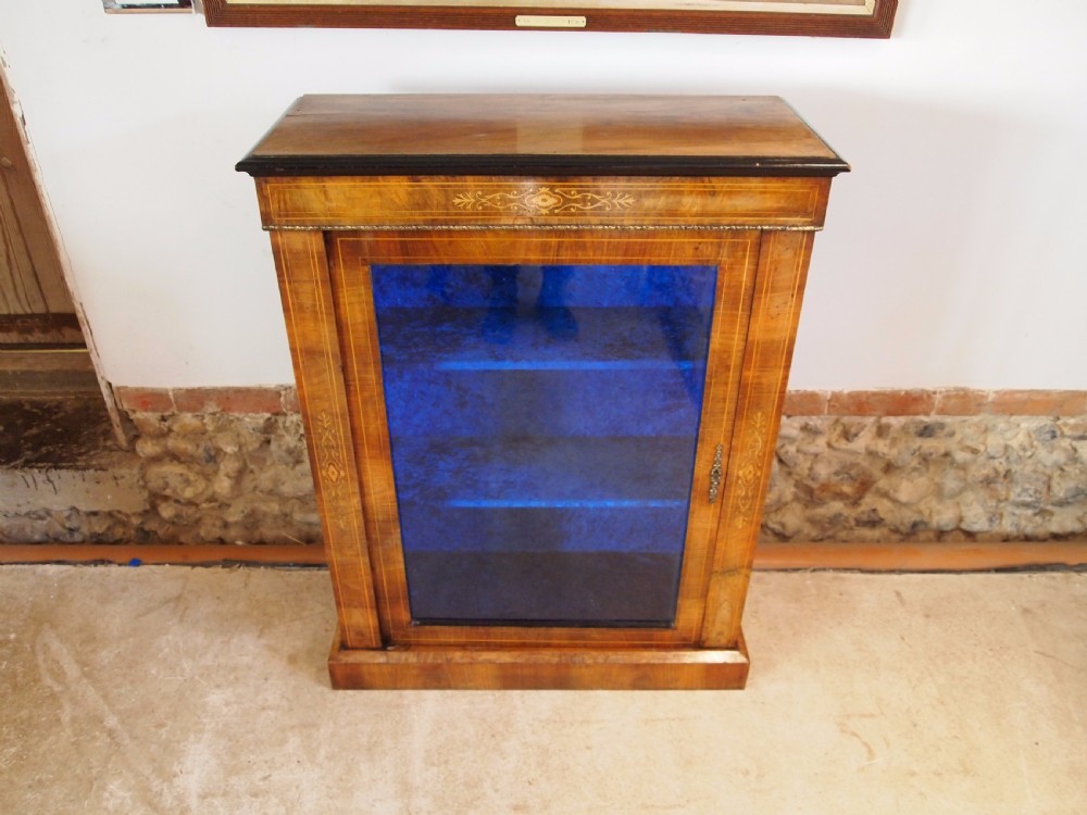 Cabinet bookcase display Victorian Walnut pier cabinet c1880 View III