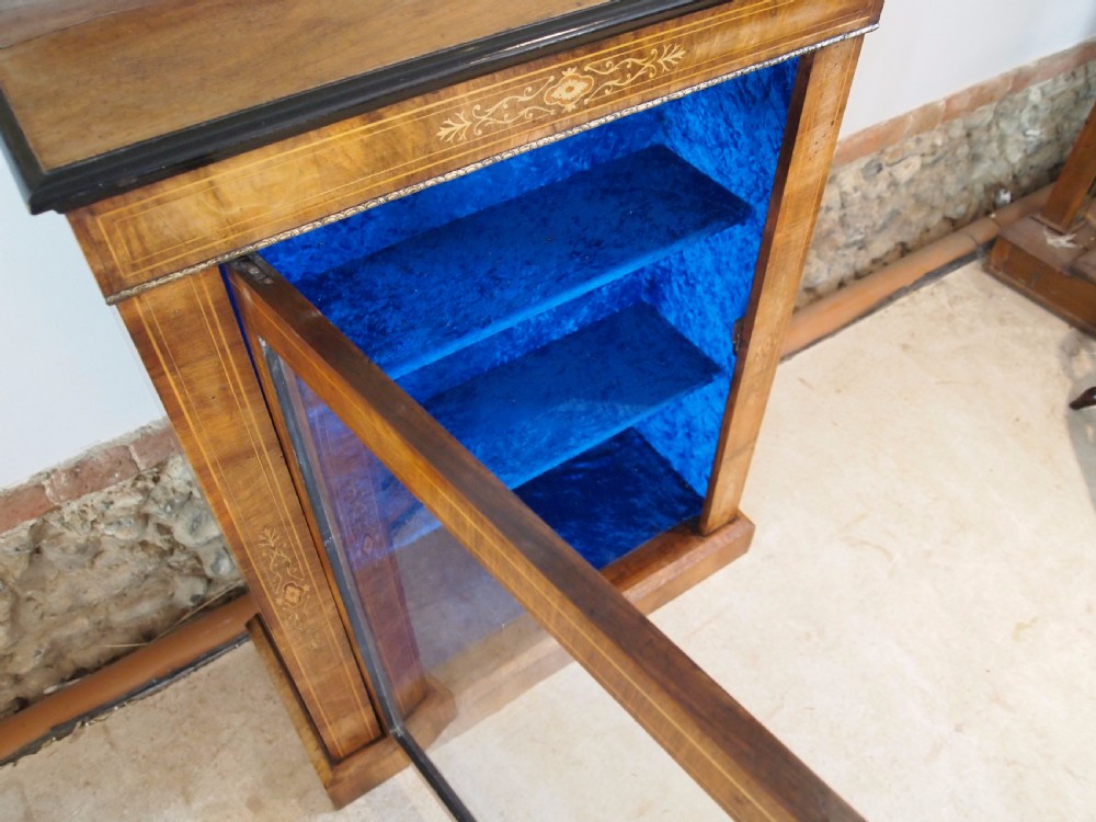 Cabinet bookcase display Victorian Walnut pier cabinet c1880 View VI