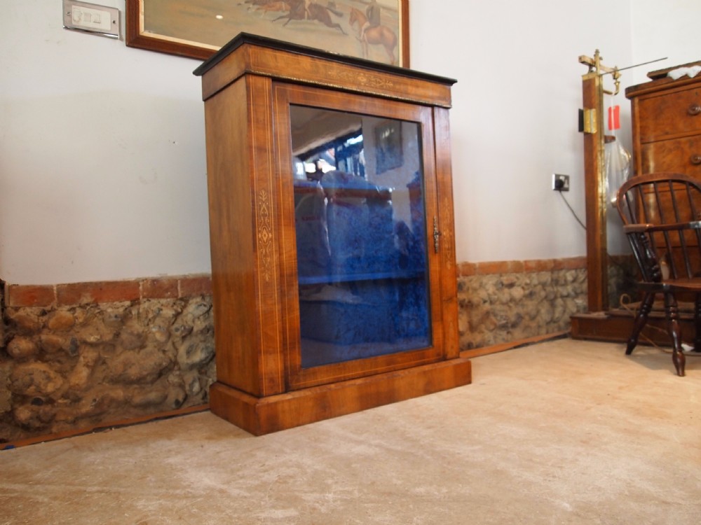 Cabinet bookcase display Victorian Walnut pier cabinet c1880 View VII