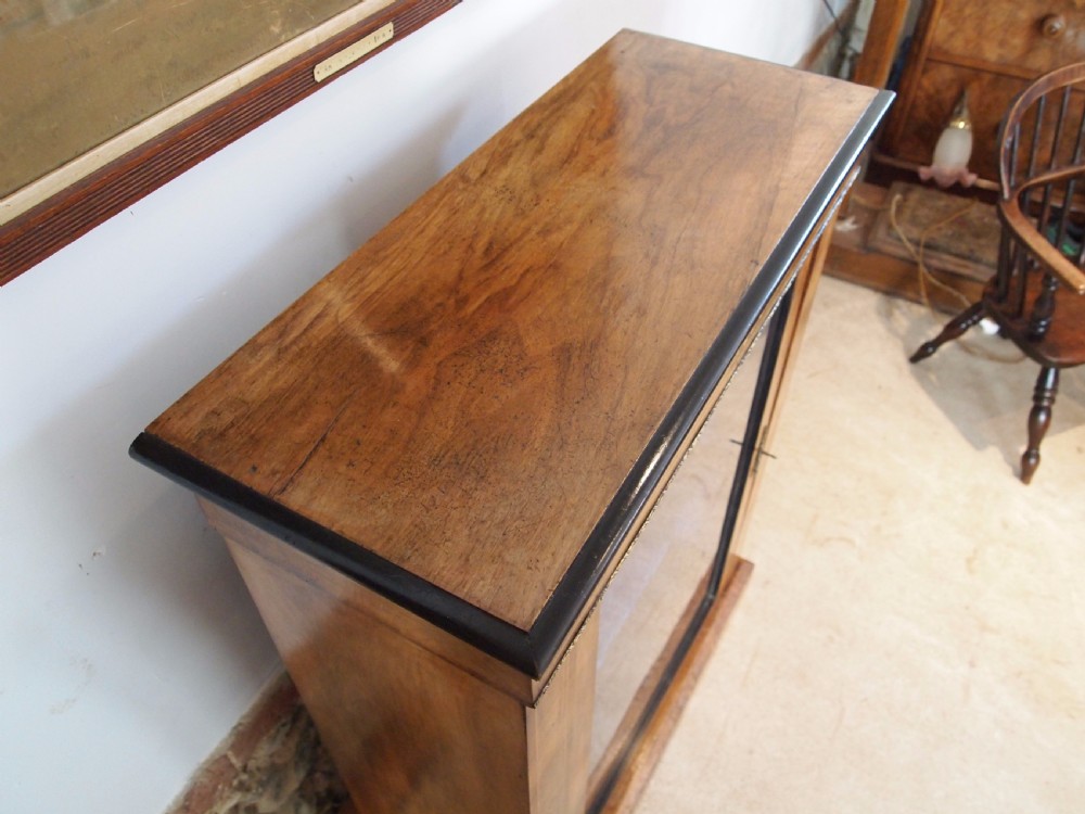 Cabinet bookcase display Victorian Walnut pier cabinet c1880 View X