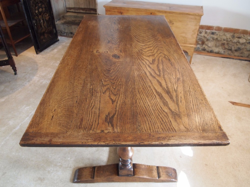 Table Oak refectory dining farmhouse c1920 View IV