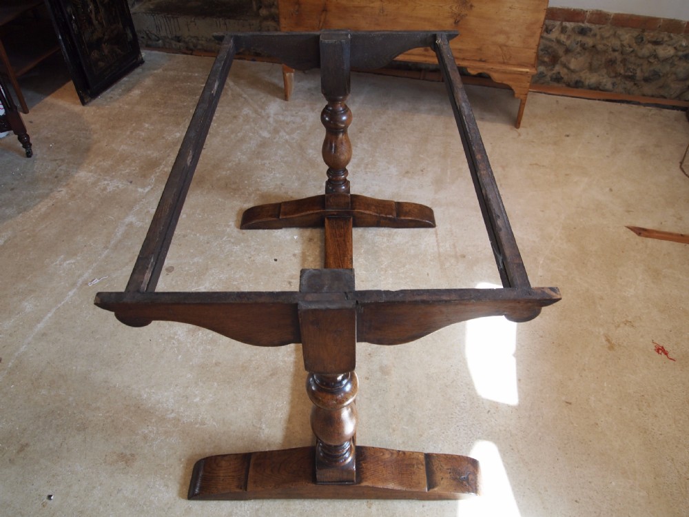Table Oak refectory dining farmhouse c1920 View VI
