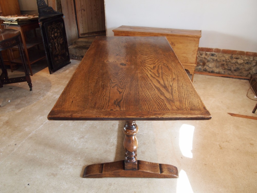 Table Oak refectory dining farmhouse c1920 View VII