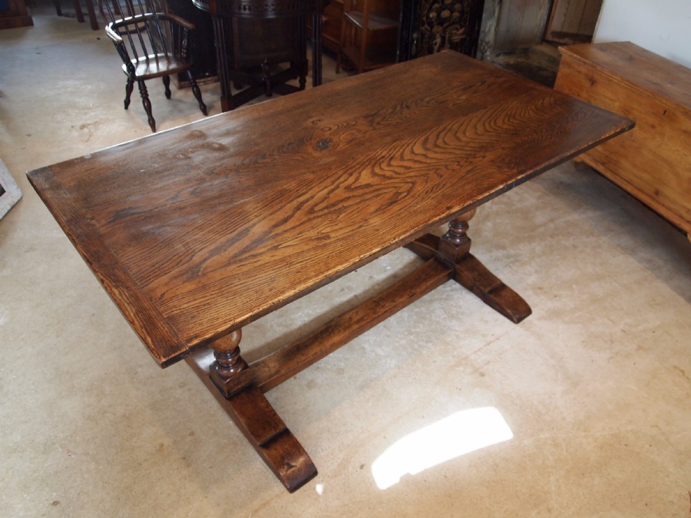 Table Oak refectory dining farmhouse c1920 View IX
