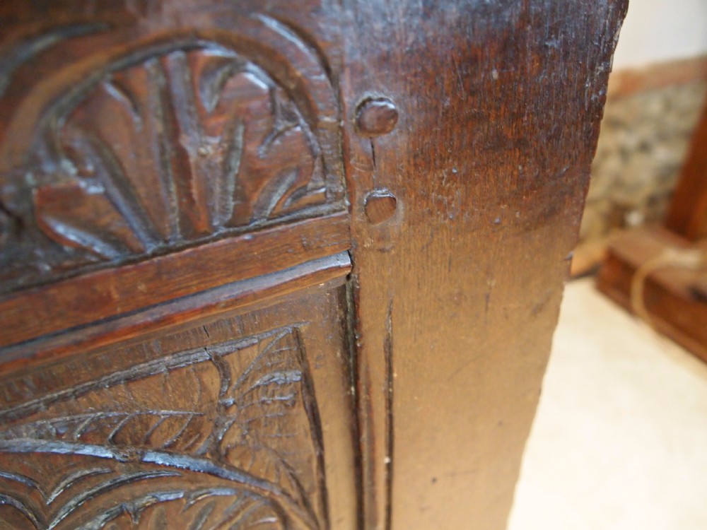 Coffer chest blanket box exceptional Charles II Oak c1680 View IV