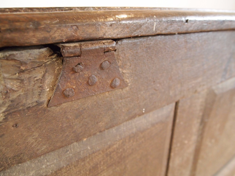Coffer chest blanket box exceptional Charles II Oak c1680 View X