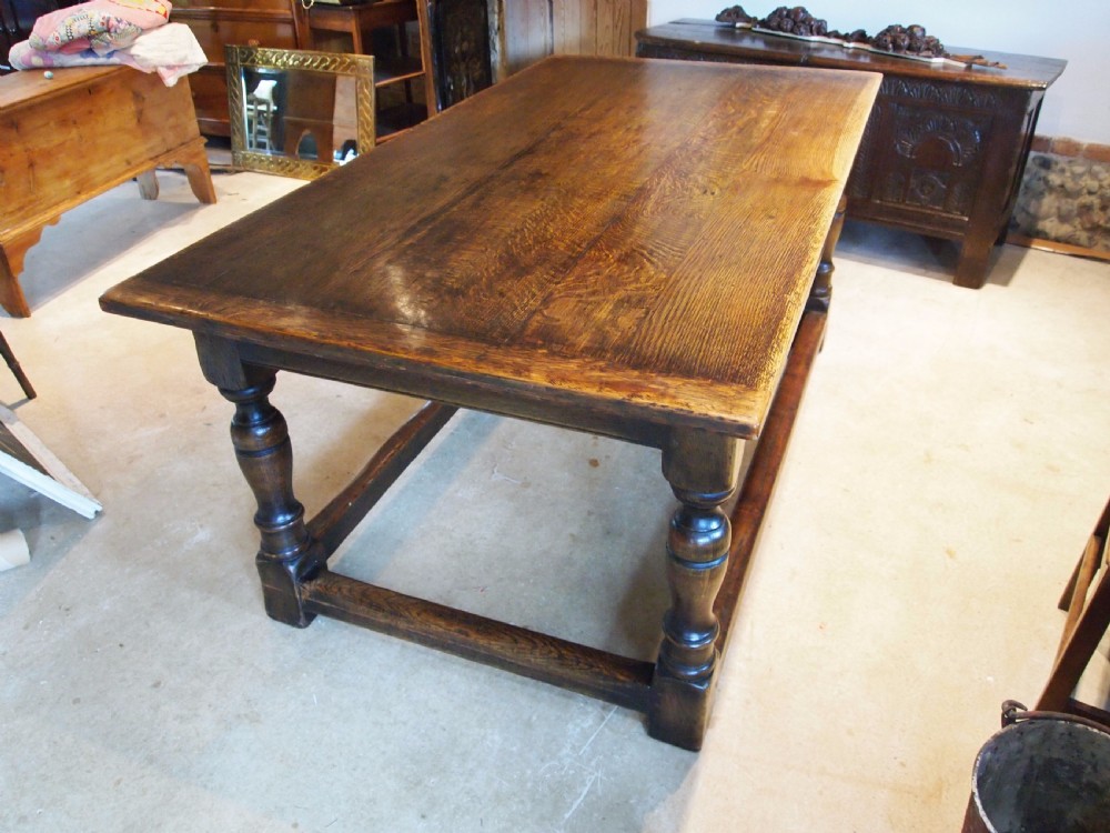 Table Oak refectory dining farmhouse c1920 View VII