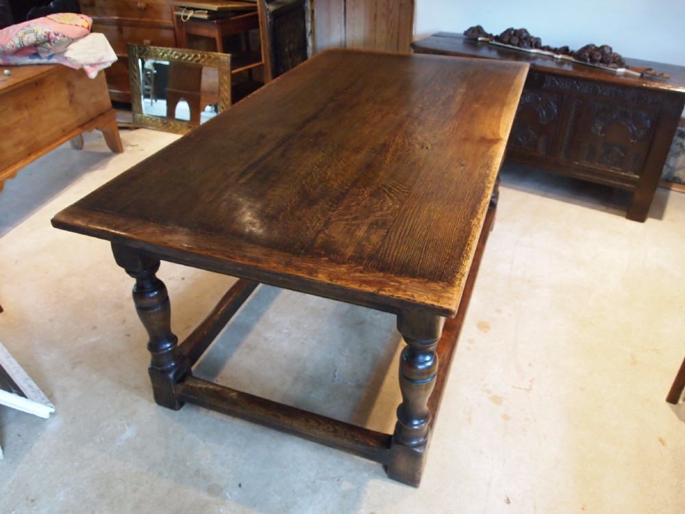 Table Oak refectory dining farmhouse c1920 View IX