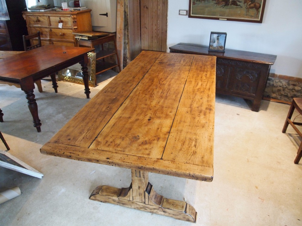 Table Oak refectory farmhouse dining table c1920