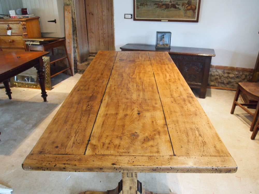 Table Oak refectory farmhouse dining table c1920 View V