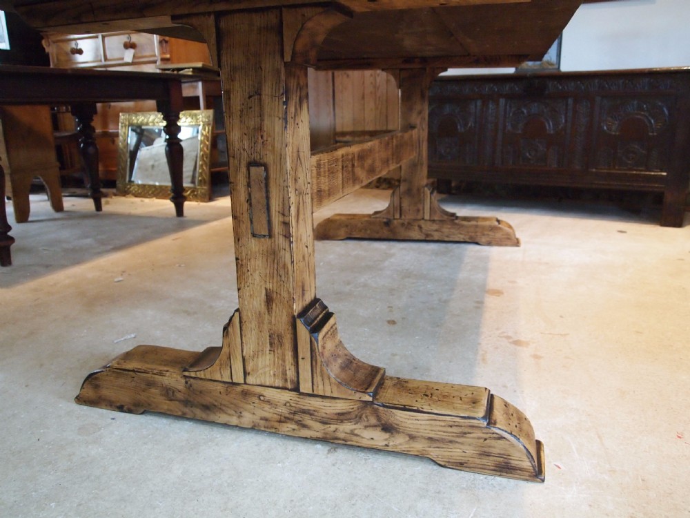 Table Oak refectory farmhouse dining table c1920 View VI