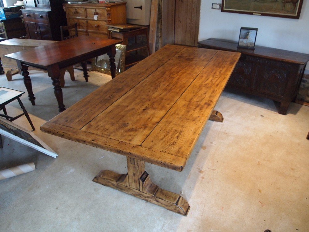 Table Oak refectory farmhouse dining table c1920 View X