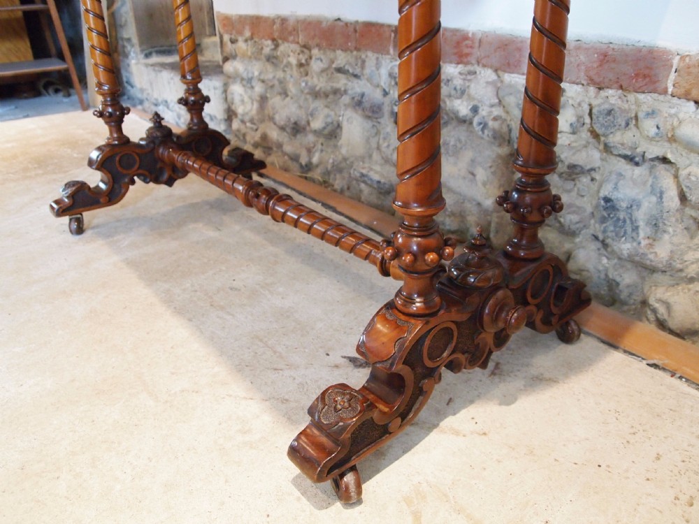 Table fine Victorian burr Walnut side hall console sofa c1860 View IV