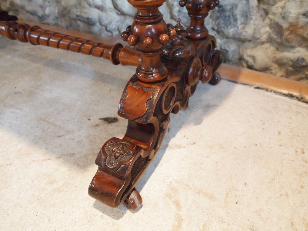 Table fine Victorian burr Walnut side hall console sofa c1860 View V