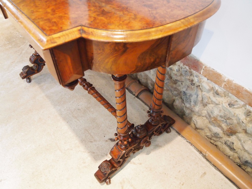 Table fine Victorian burr Walnut side hall console sofa c1860 View VI