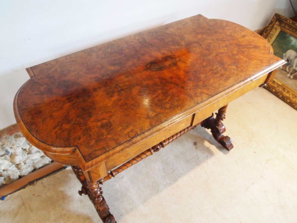 Table fine Victorian burr Walnut side hall console sofa c1860 View IX