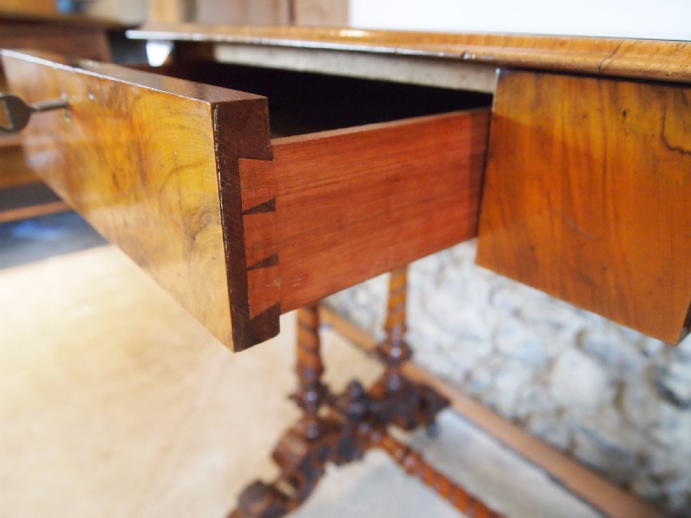 Table fine Victorian burr Walnut side hall console sofa c1860 View X