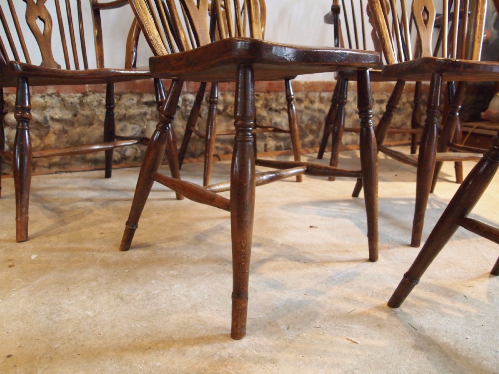 Chairs Windsor Ash and Elm set of six kitchen dining chairs c1820 View IV