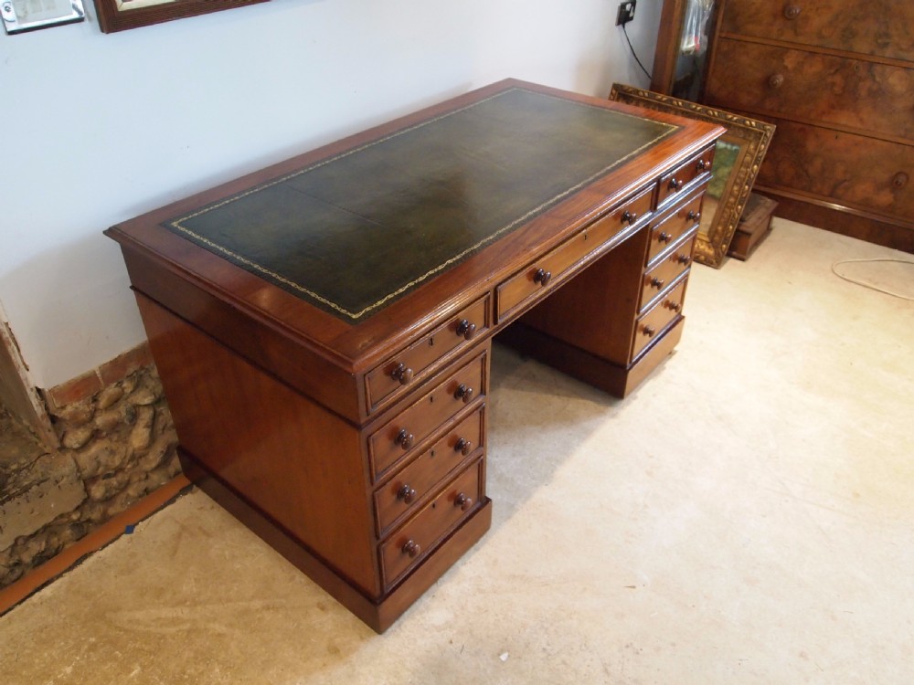 Desk fine Victorian Mahogany pedestal desk c1860 View X