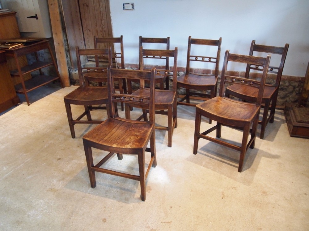 Chairs 8 East Anglian Ash and Elm Ball back Windsor dining chairs c1820 View XI