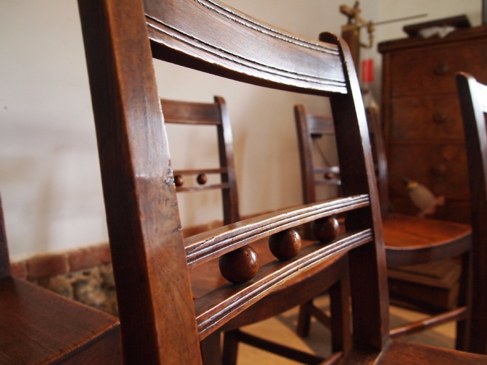 Chairs 8 East Anglian Ash and Elm Ball back Windsor dining chairs c1820 View XII