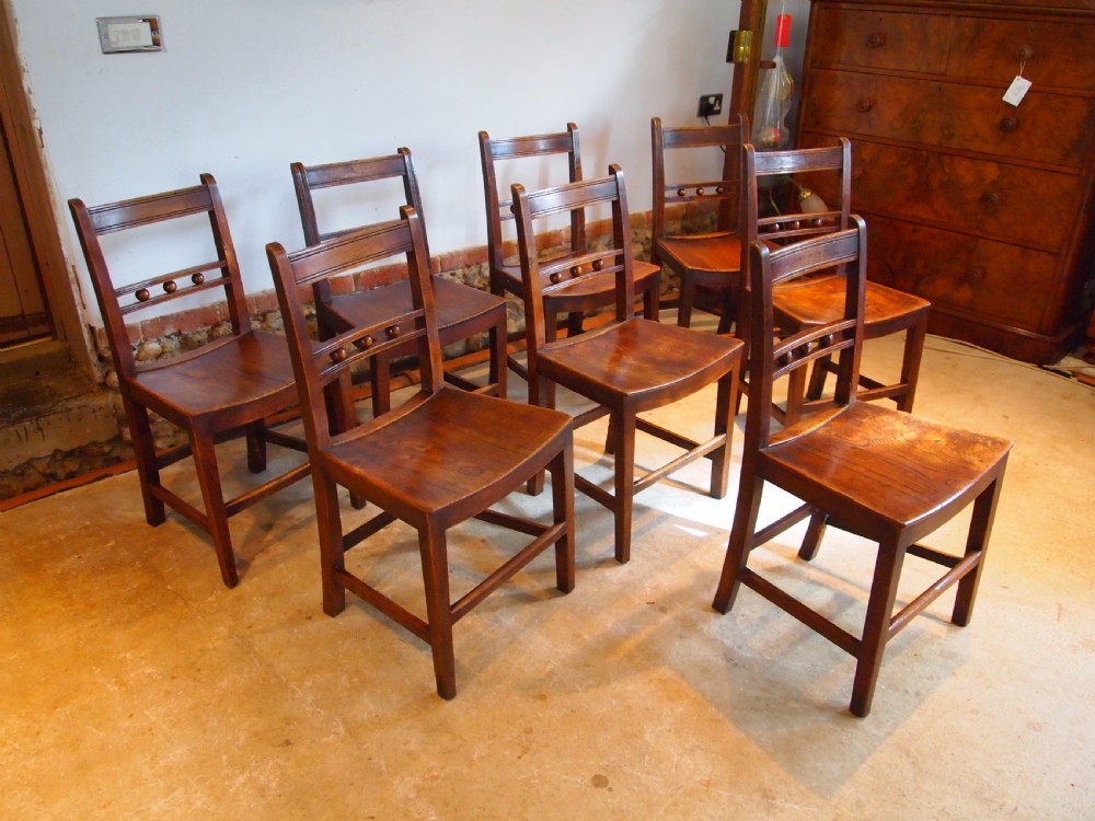 Chairs 8 East Anglian Ash and Elm Ball back Windsor dining chairs c1820 View XIII