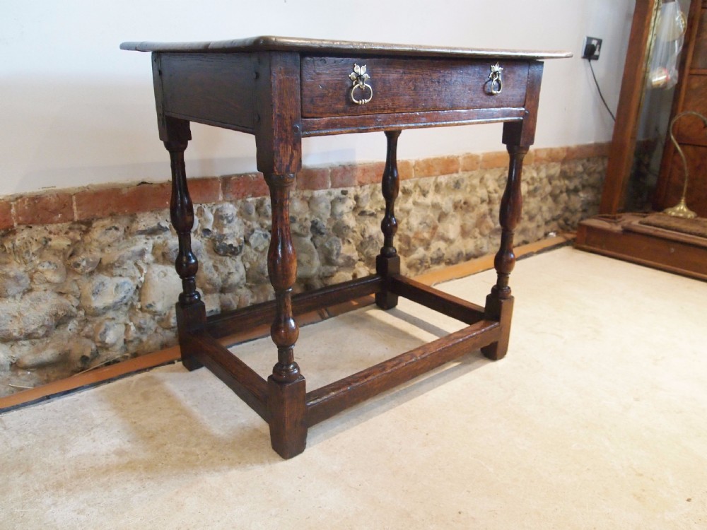 Table Queen Anne Oak side lamp hall console c1700 View XIII