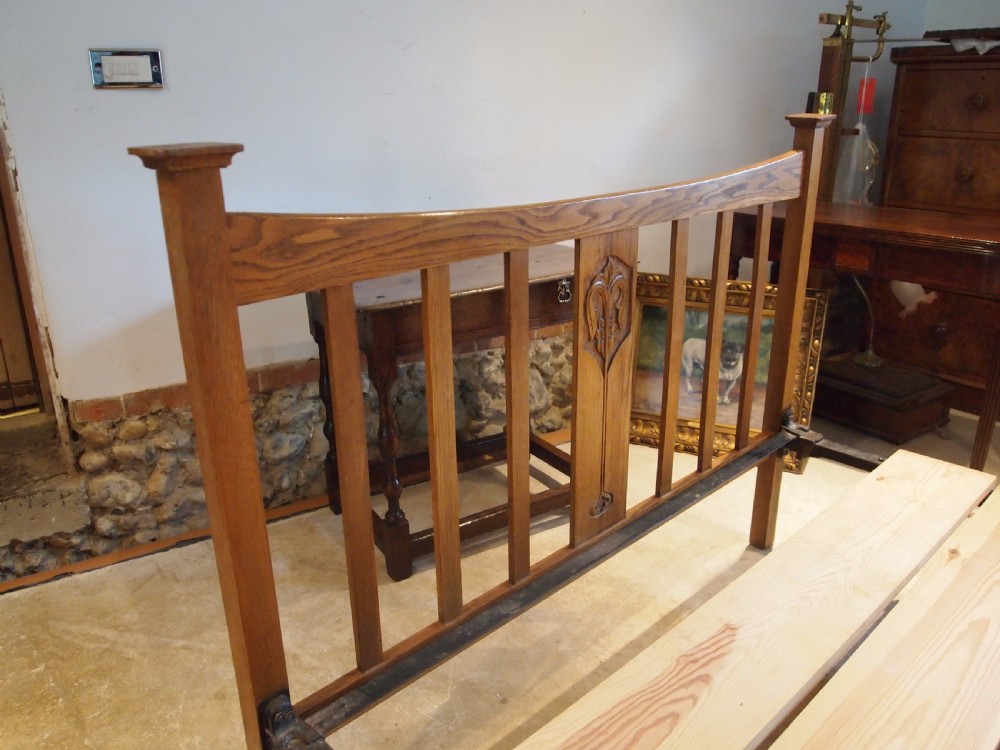 Bed Arts and Crafts Oak double bed c1900 View II